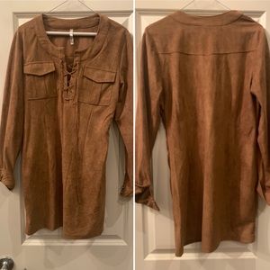 Brown suede shirt dress s/m